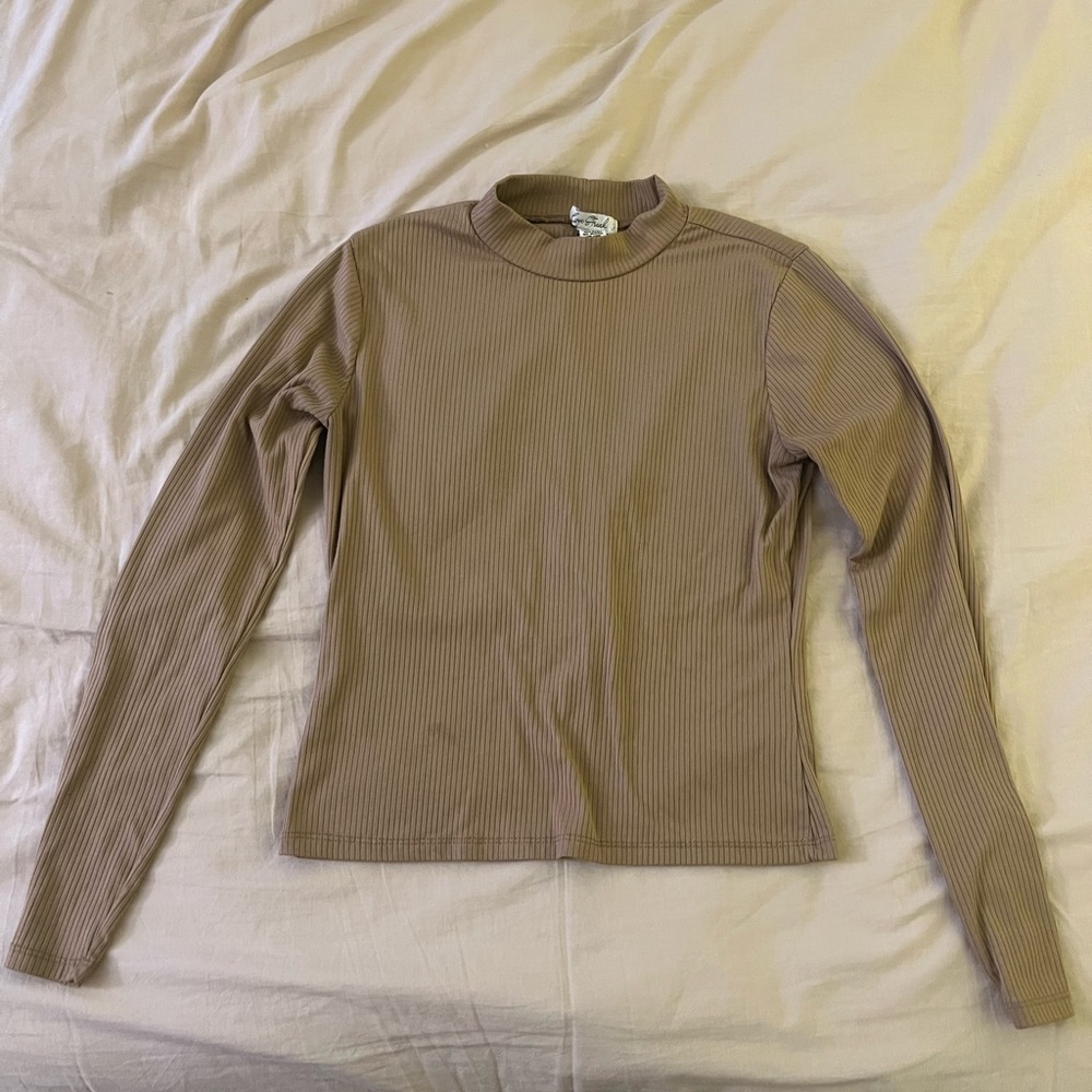 Ribbed Tan Long Sleeve Top